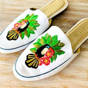 Women’s White Slip on Parrot Shoes